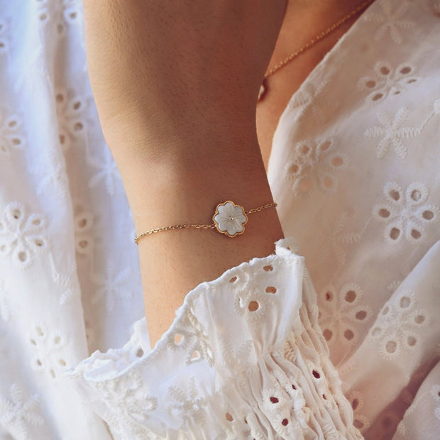 Bracelet Alba en acier trèfle brillant