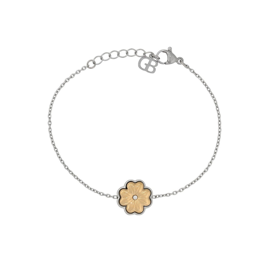 Bracelet Alba en acier trèfle brillant