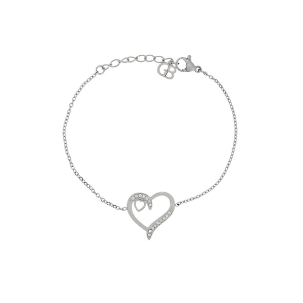 Bracelet Alba en acier brillant coeur