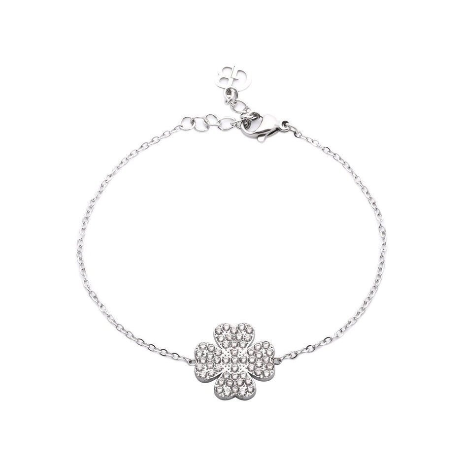 Bracelet Alba en acier brillants trèfle
