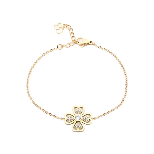 Bracelet Alba en acier trèfle ouvert