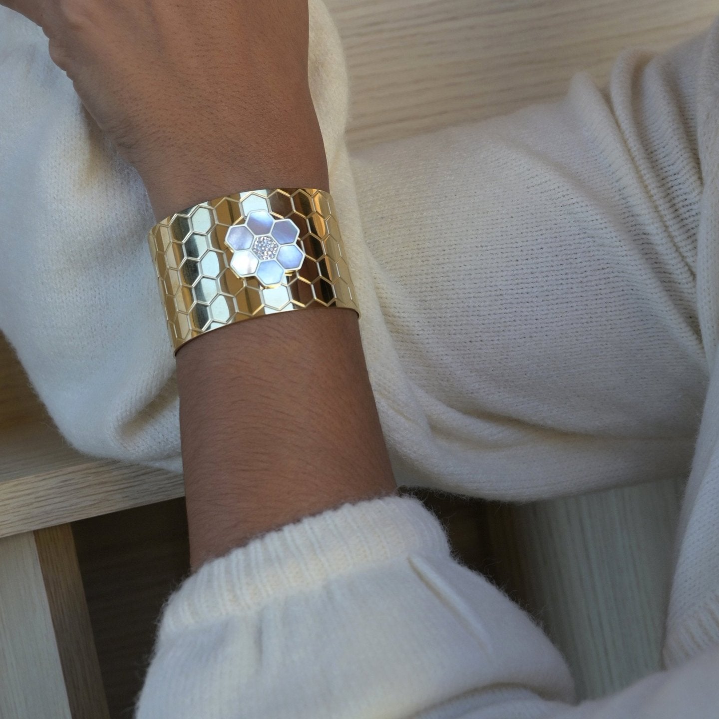 Bracelet Esmée rigide acier with fleur