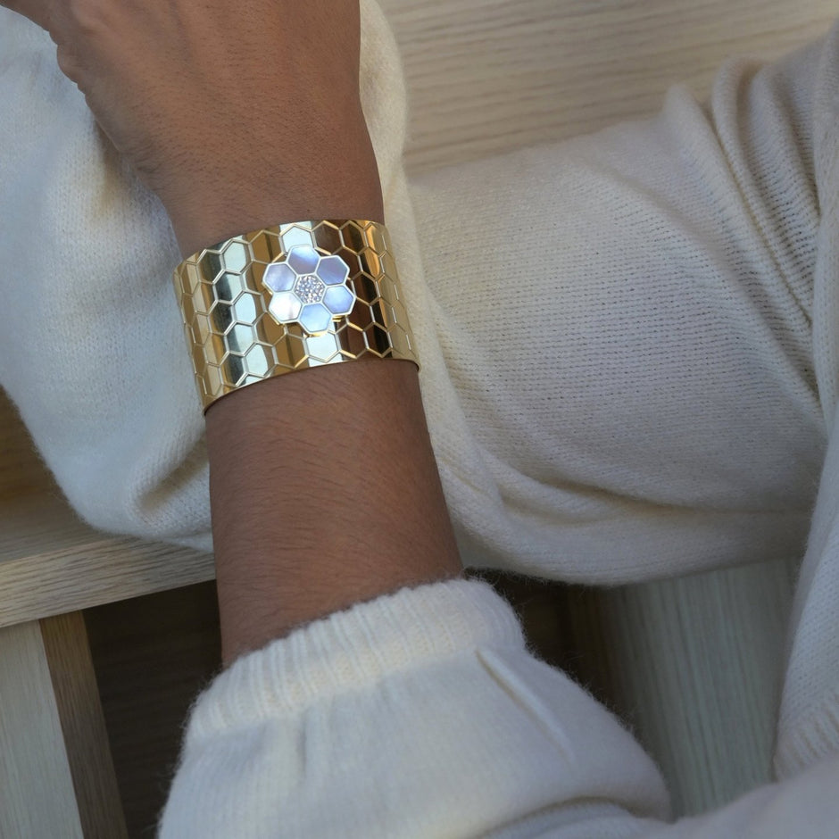 Bracelet Esmée rigide acier with fleur