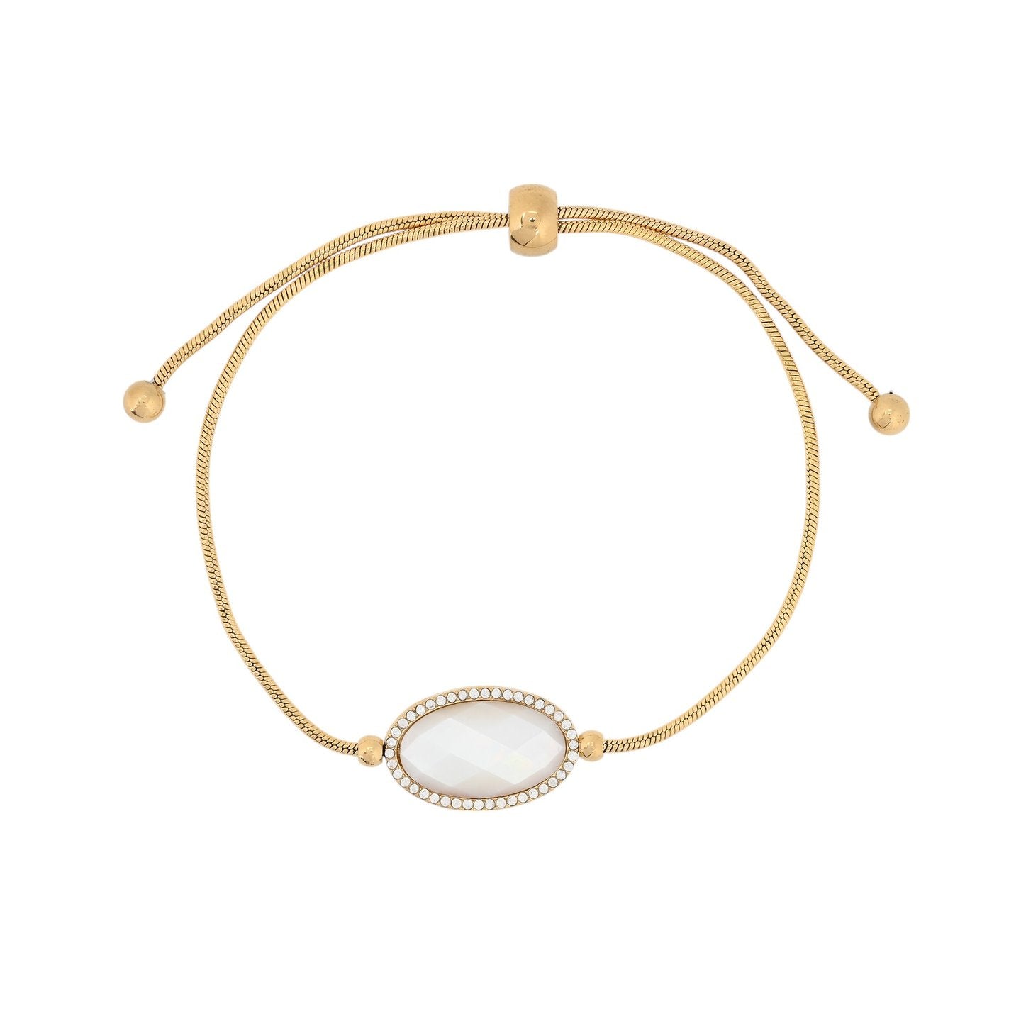 Bracelet Alba réglable en acier ovale pierre naturelle