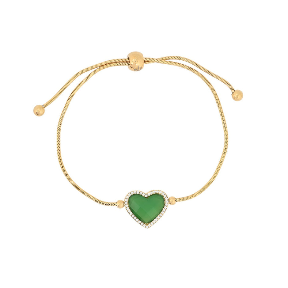 Bracelet Alba réglable en acier coeur pierre naturelle