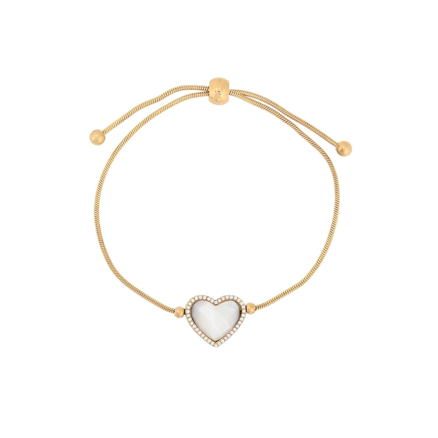 Bracelet Alba réglable en acier coeur pierre naturelle