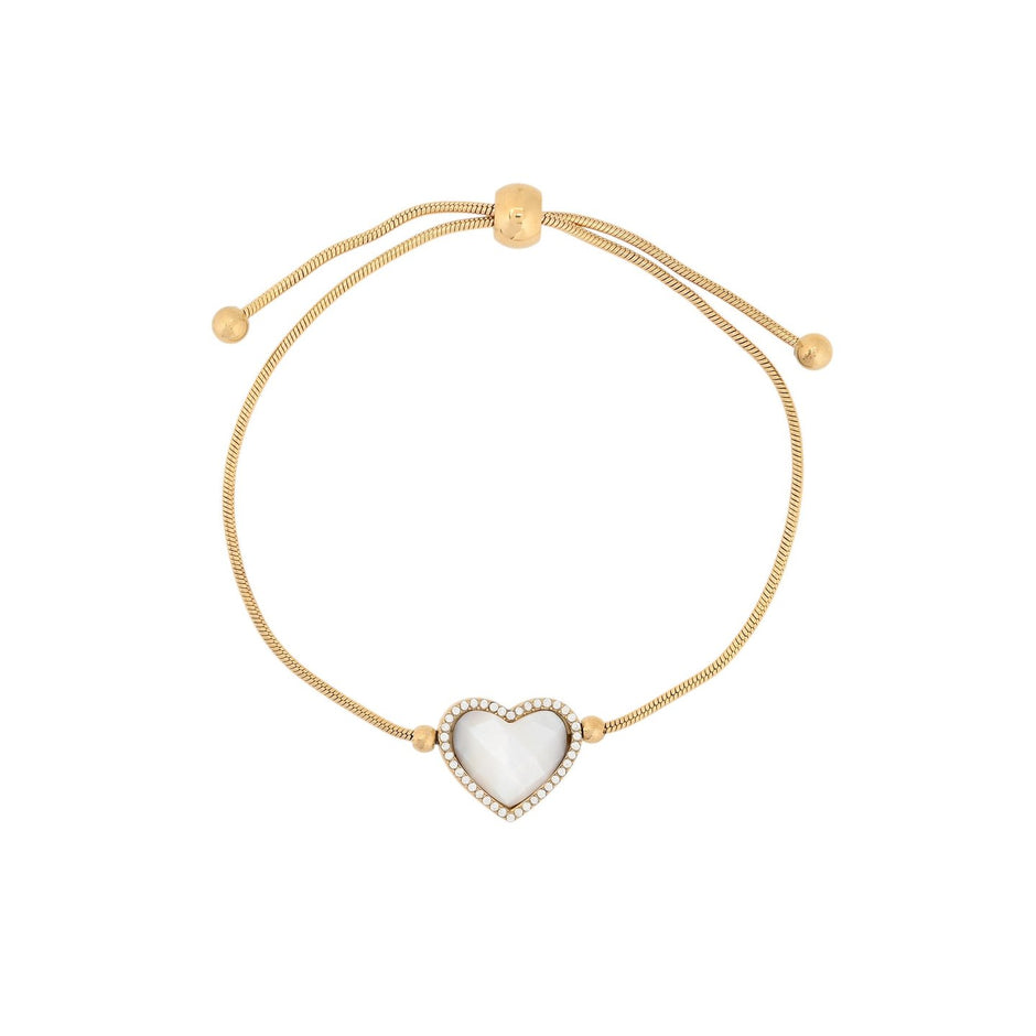 Bracelet Alba réglable en acier coeur pierre naturelle