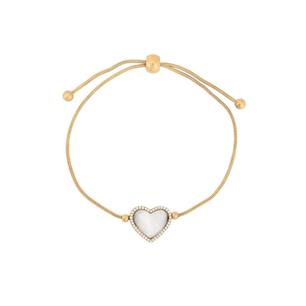 Bracelet Alba réglable en acier coeur pierre naturelle