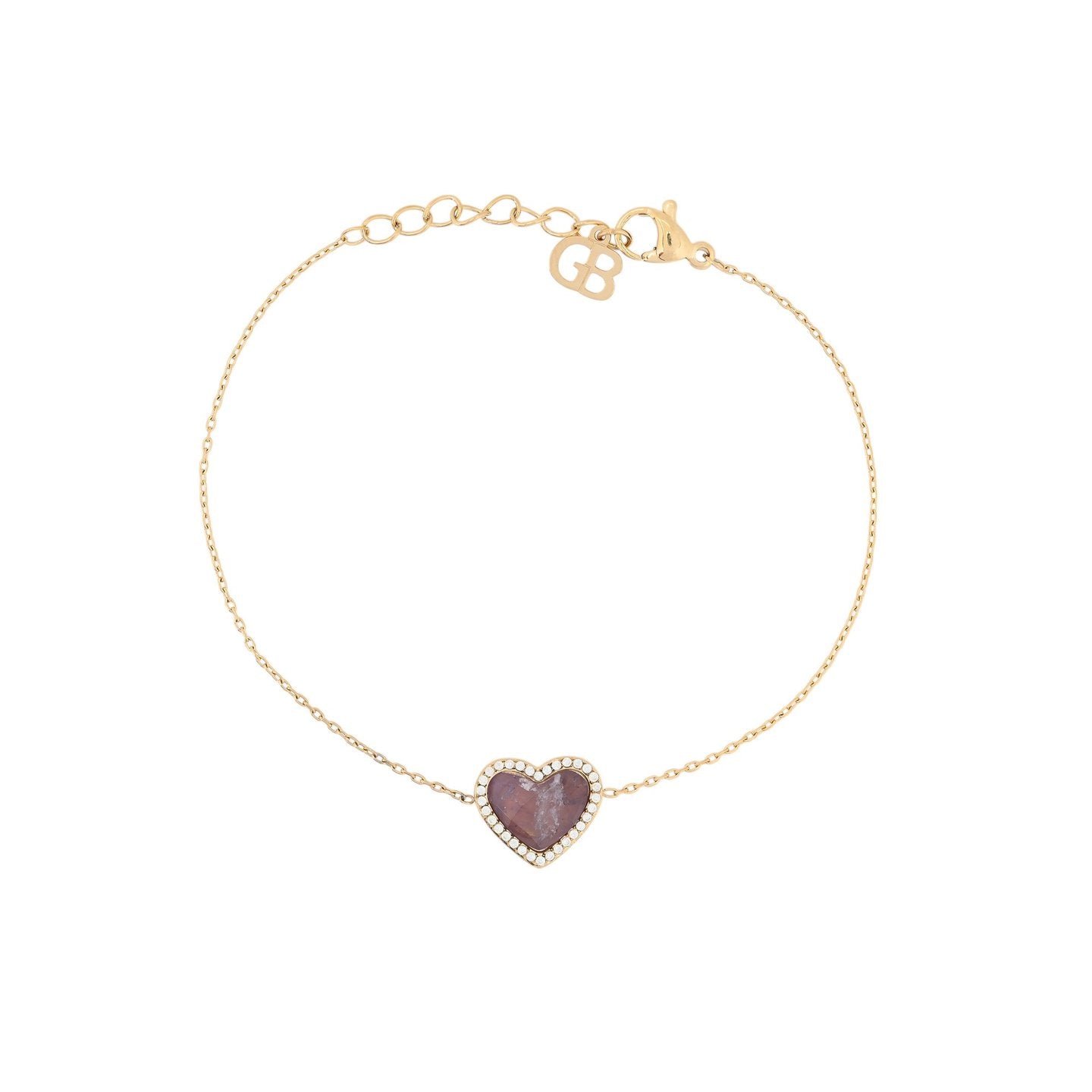 Bracelet Alba coeur en acier pierre naturelle