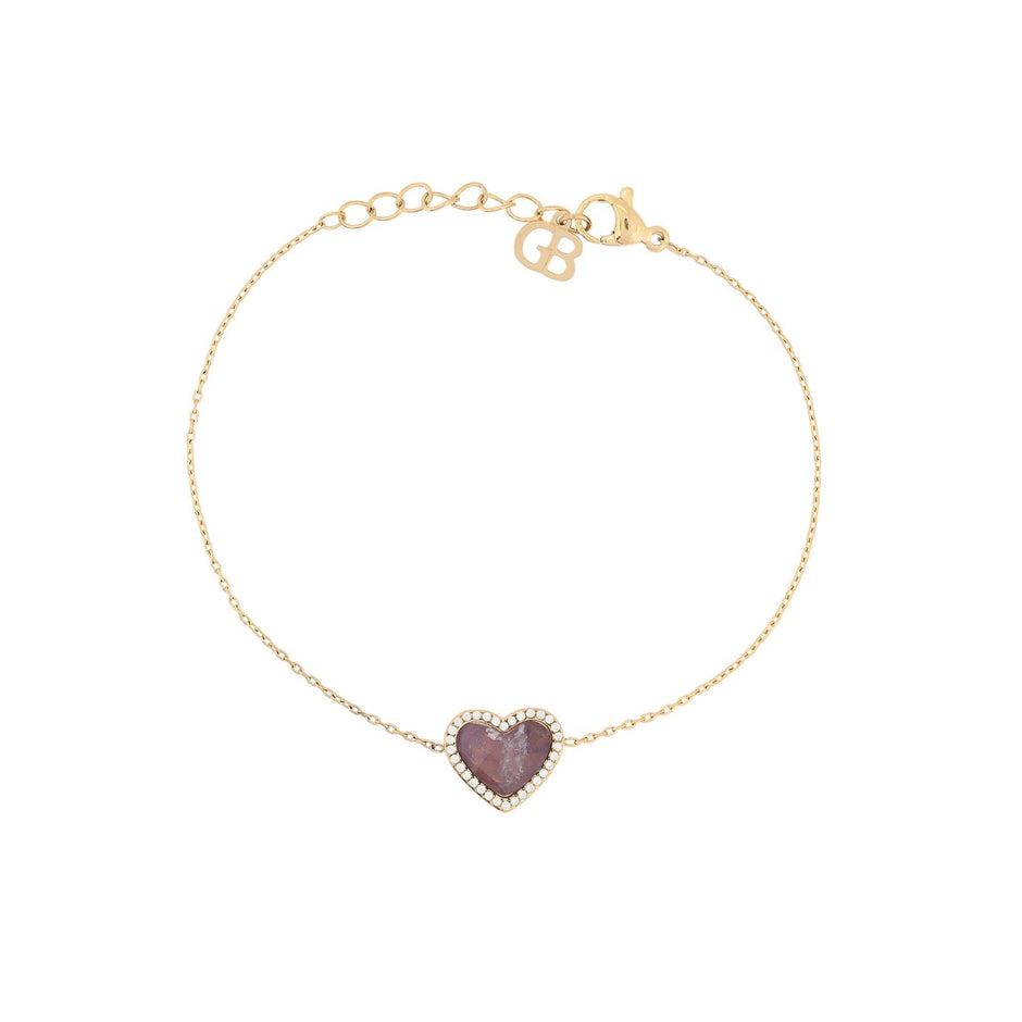 Bracelet Alba coeur en acier pierre naturelle