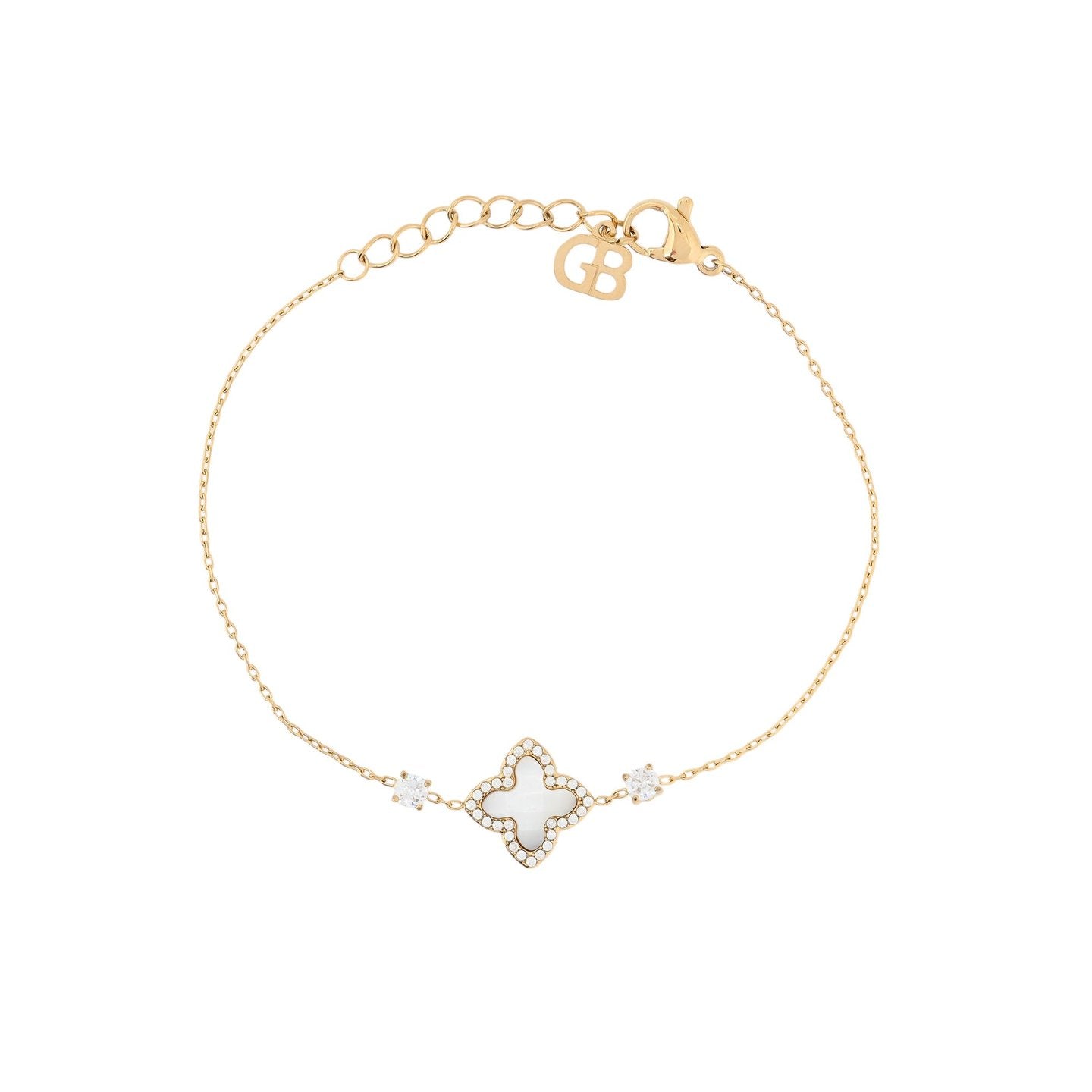 Bracelet Alba en acier pierre naturelle trefle