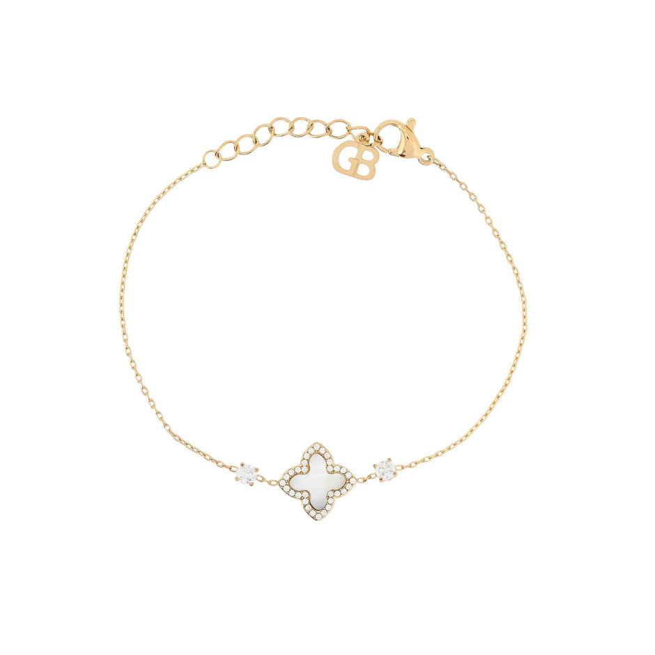 Bracelet Alba en acier pierre naturelle trefle