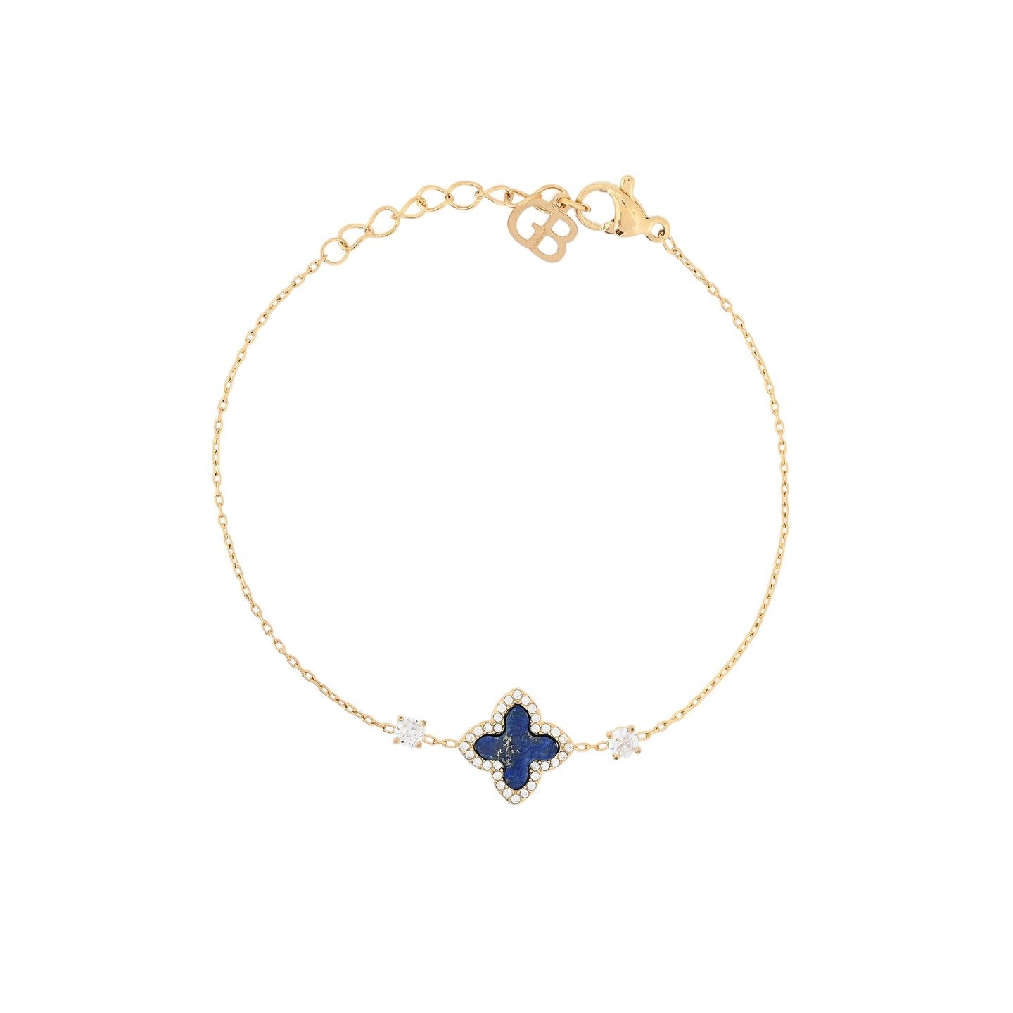 Bracelet Alba en acier pierre naturelle trefle