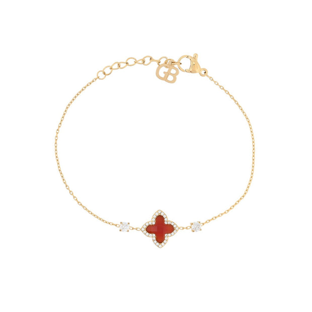 Bracelet Alba en acier pierre naturelle trefle