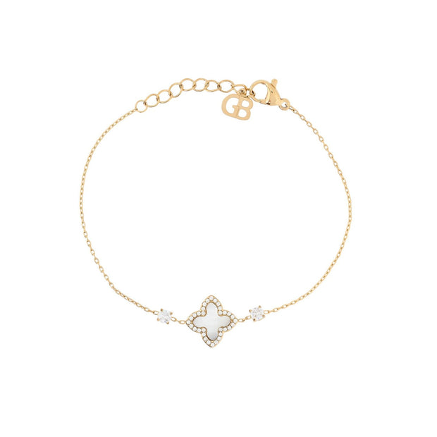 Bracelet Alba en acier pierre naturelle trefle