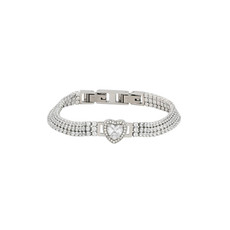 Bracelet Alba en maille avec zirconias et coeur