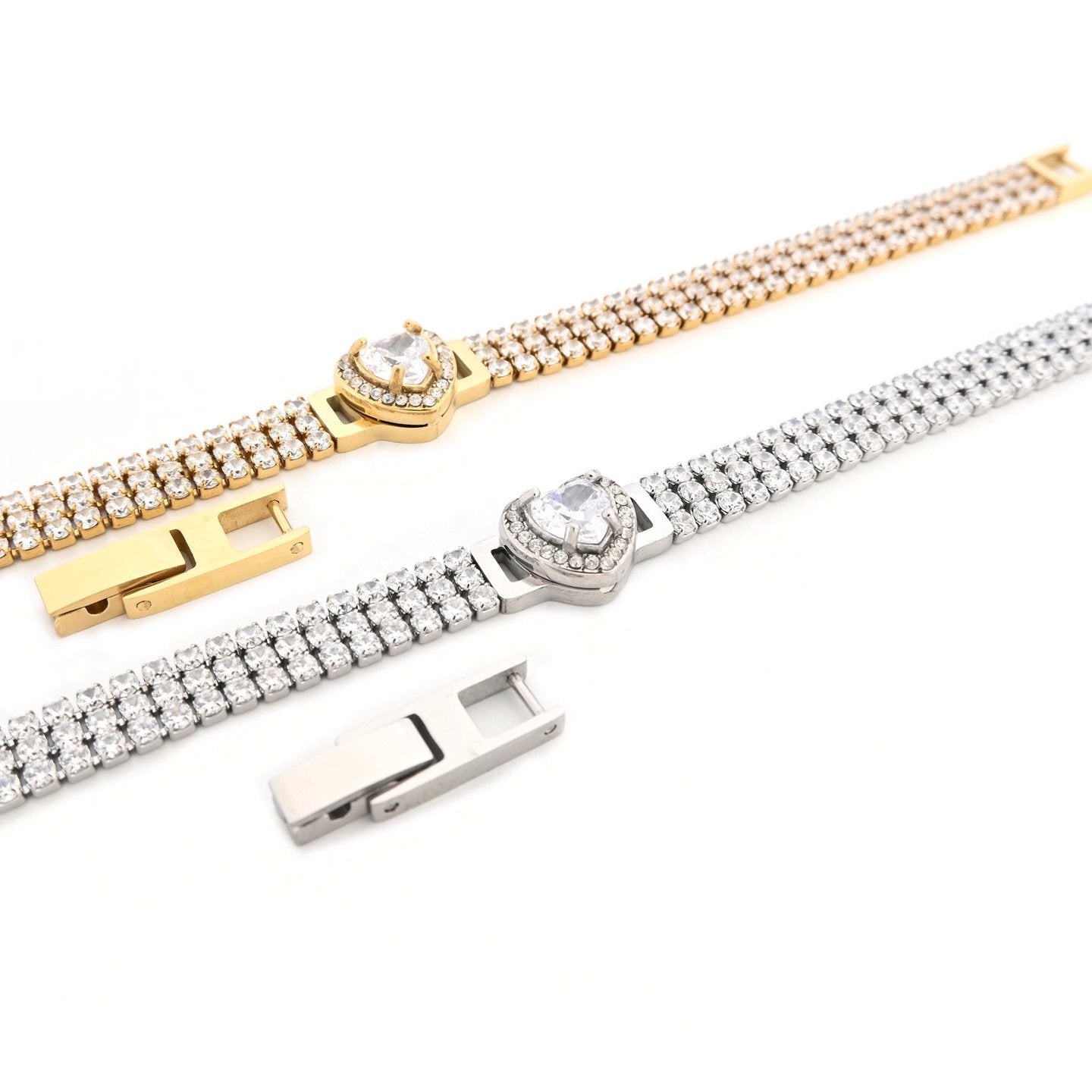 Bracelet Alba en maille avec zirconias et coeur