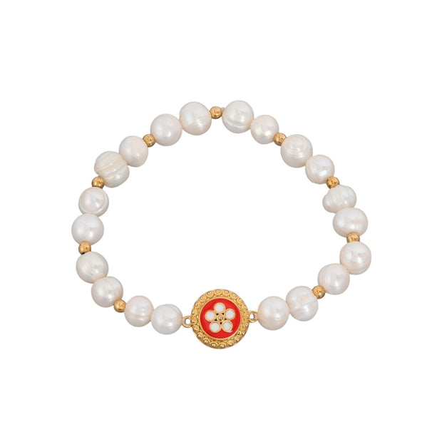 Bracelet Aria Portugal perles et caramujo rouge