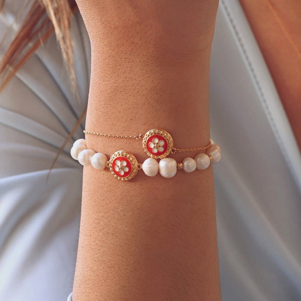Bracelet Aria Portugal perles et caramujo rouge