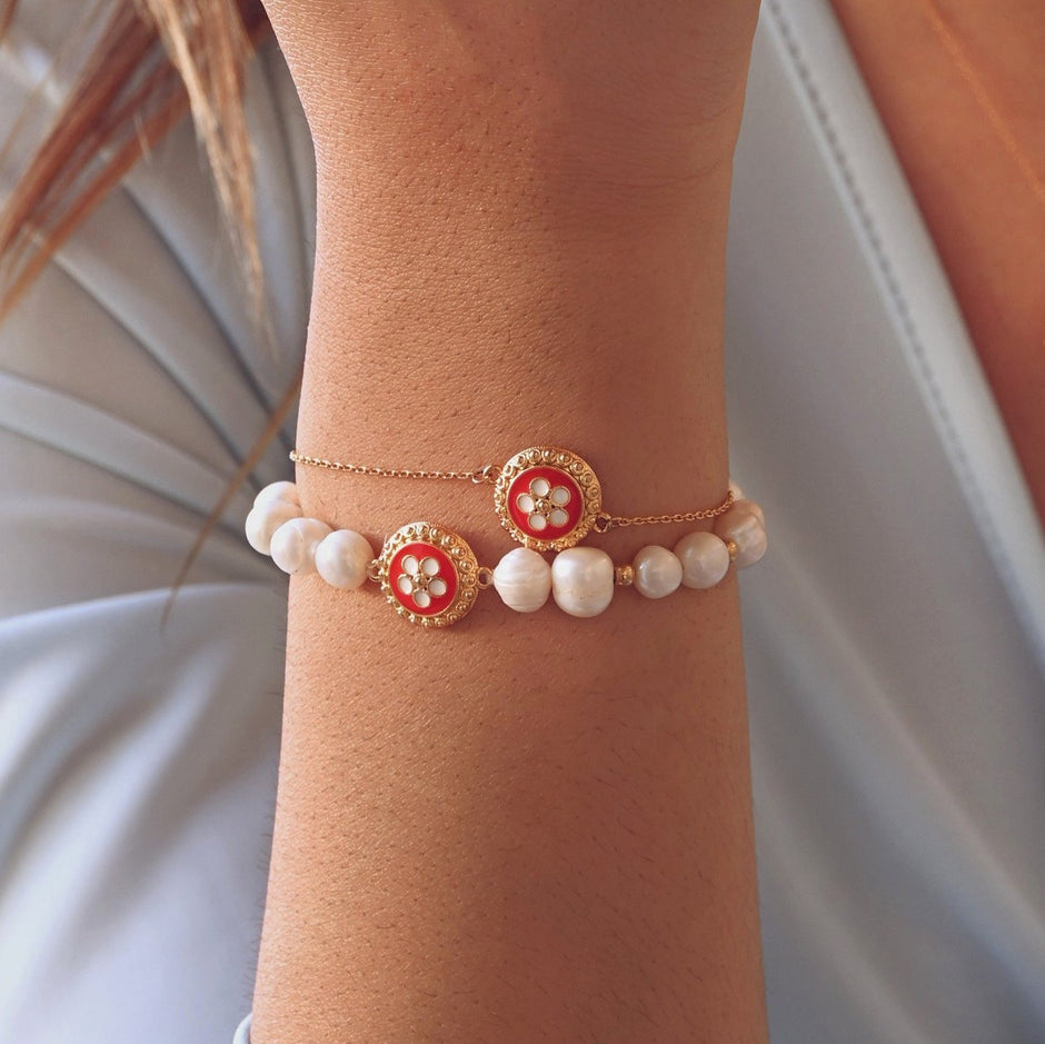 Bracelet plaqué or fleur traditionnel Aria