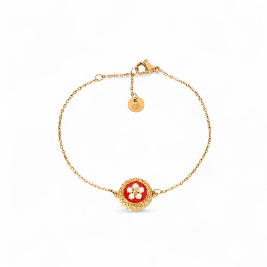 Bracelet plaqué or fleur traditionnel Aria