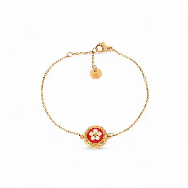 Bracelet plaqué or fleur traditionnel Aria