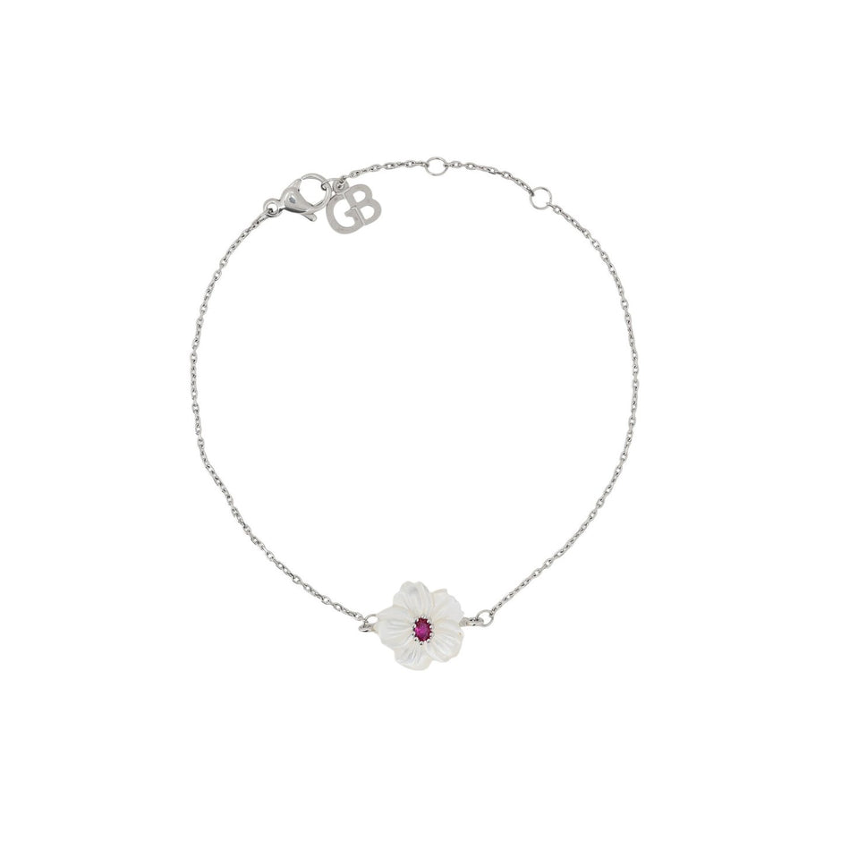Bracelet en acier nacre fleur Luna