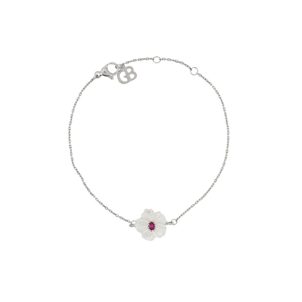 Bracelet en acier nacre fleur Luna
