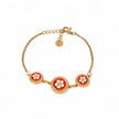 Bracelet plaqué or 3 fleurs traditionnelles Aria rouge