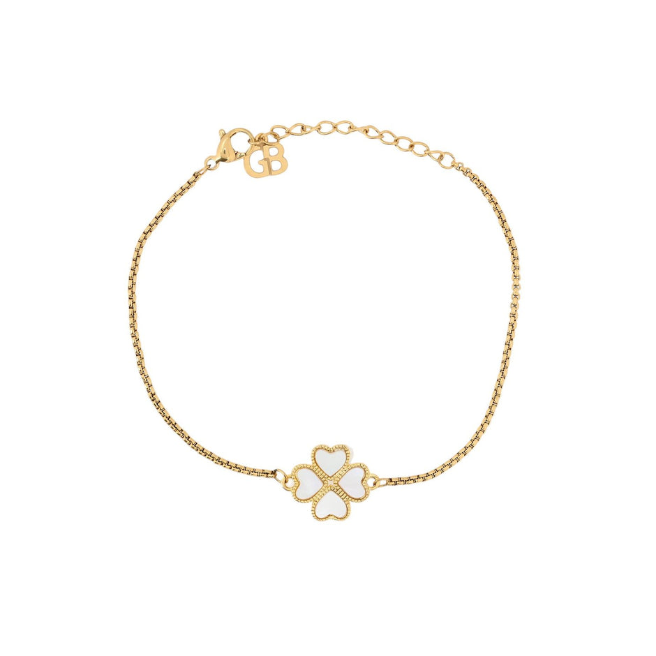 Bracelet en semi-bijoux trèfle deux faces Luna