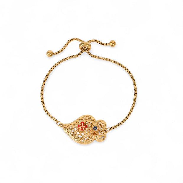 Bracelet réglable coração de viana avec croix Aria