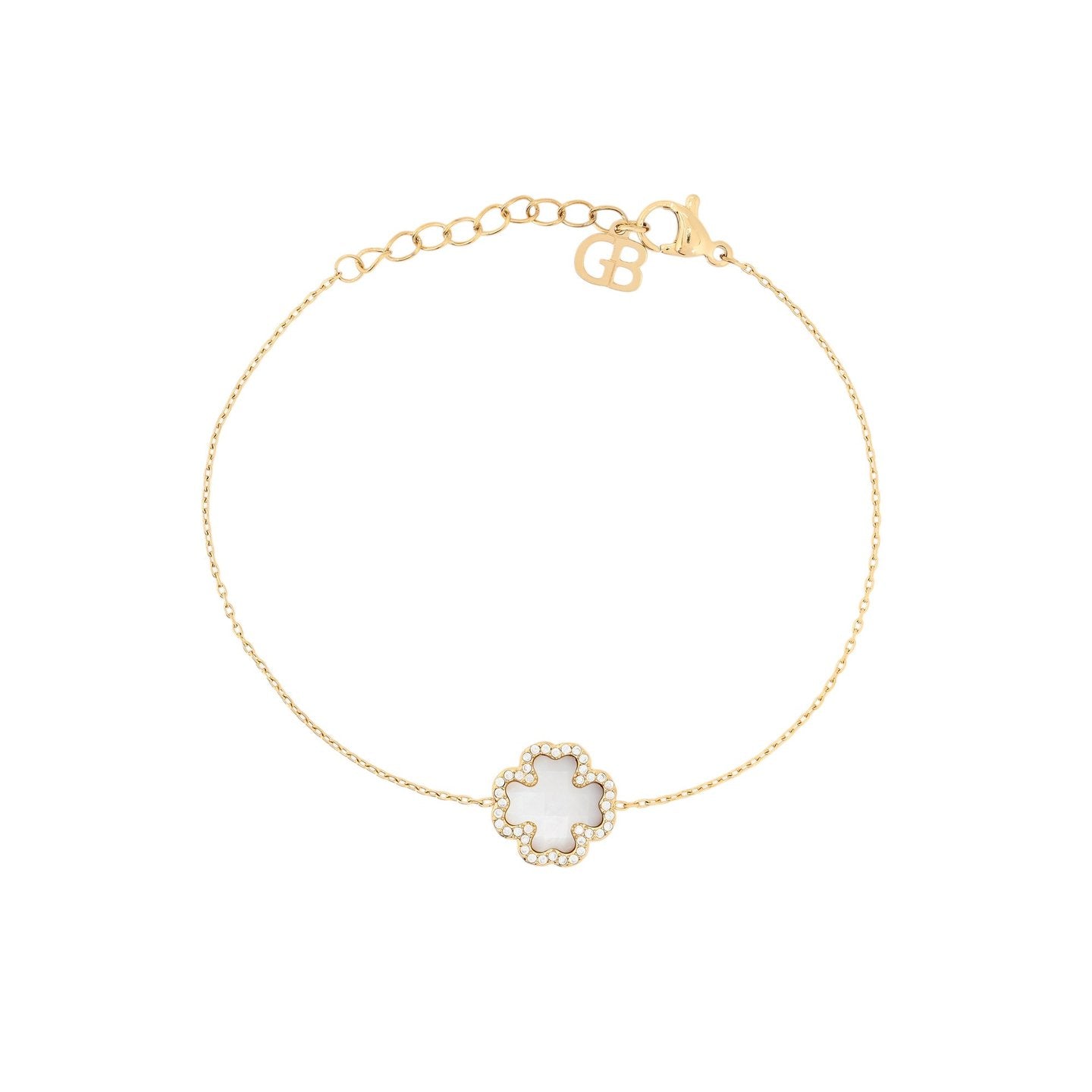 Bracelet Alba trefle en acier pierre naturelle