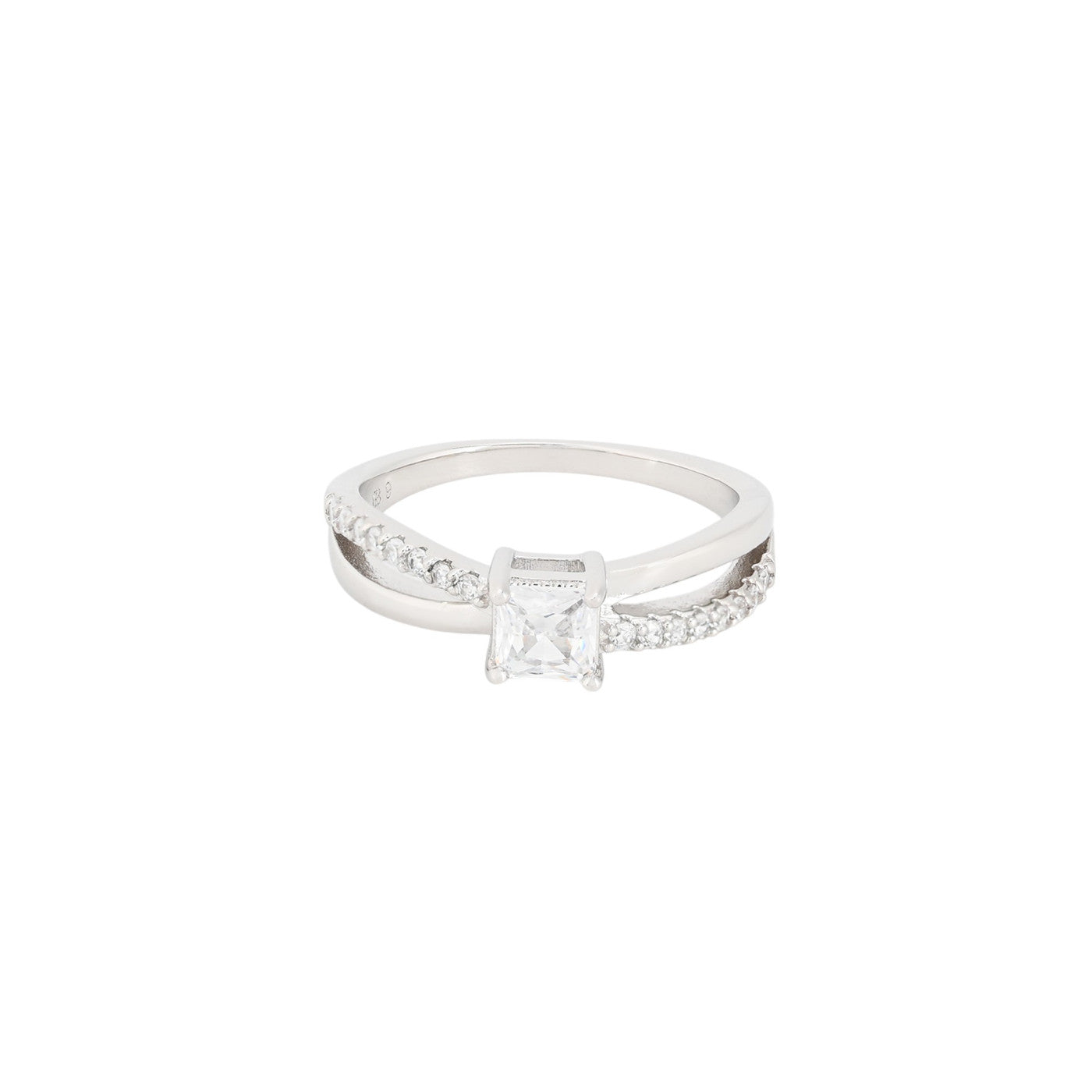 Bague Luna solitaire avec zircons R3670
