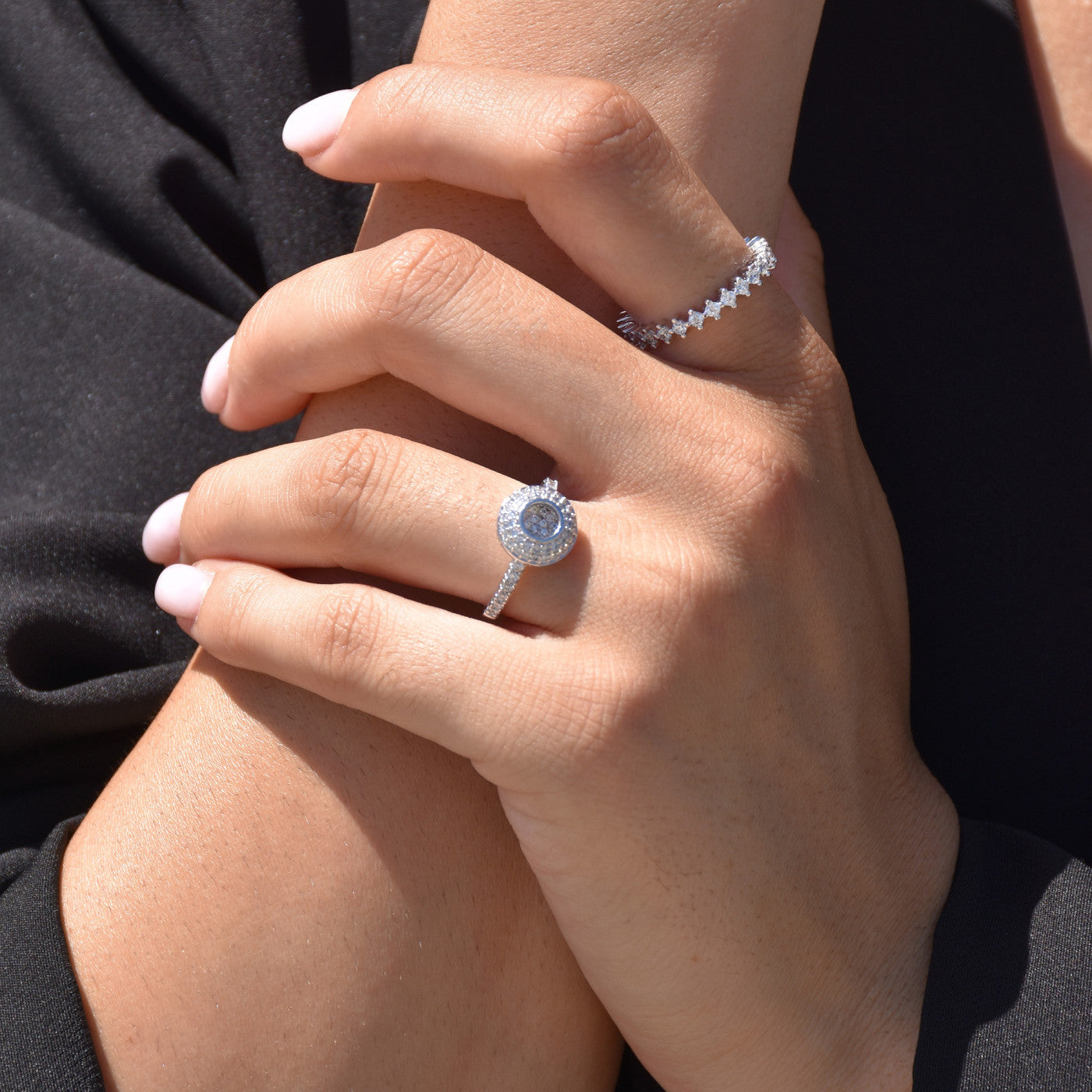 Bague Luna solitaire avec zircons R3111