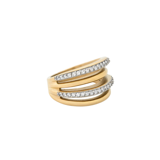 Bague alba Glamour en acier avec zirconias JZ6972