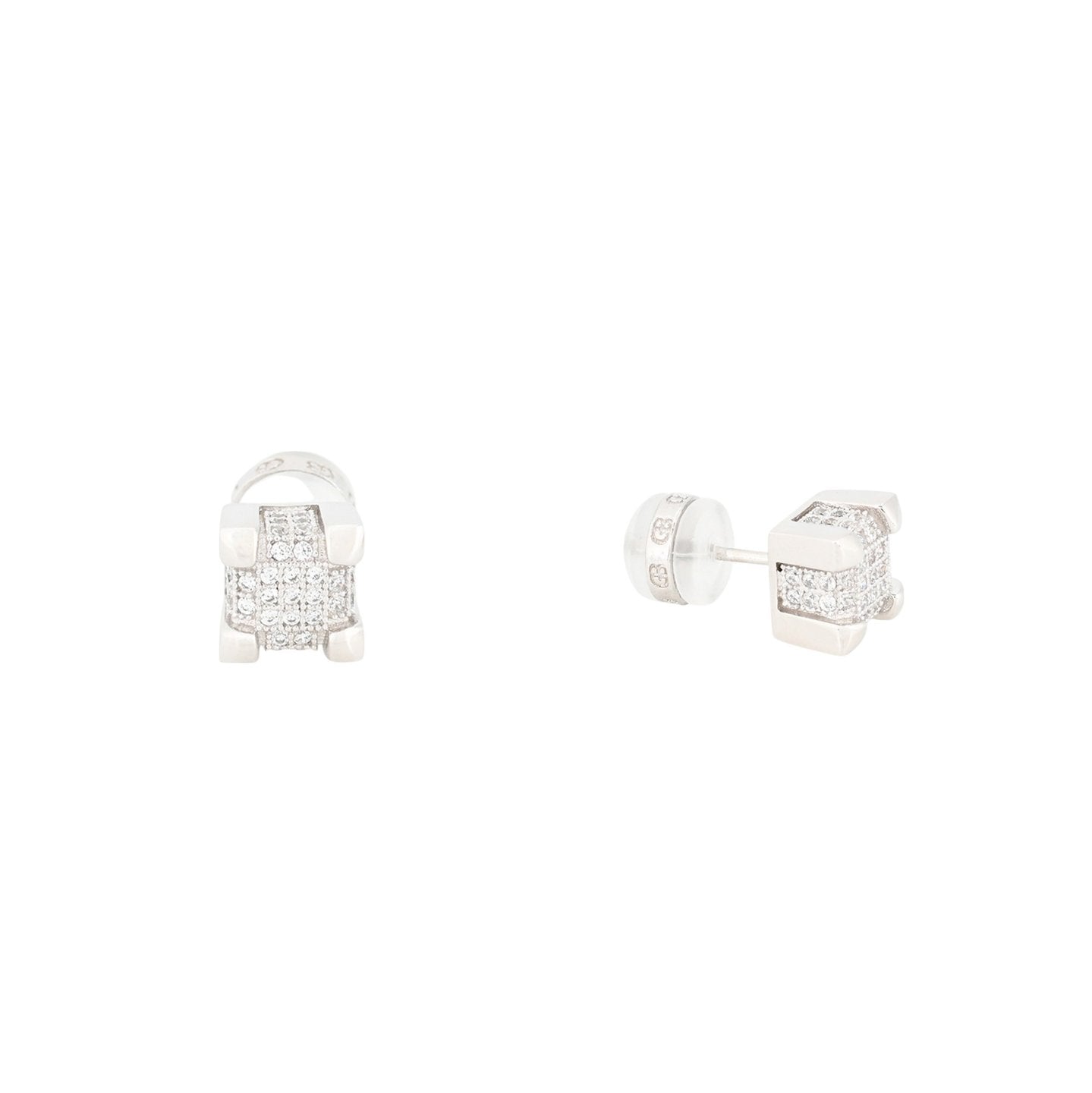 Boucles d'oreilles Luna carrés et zircons