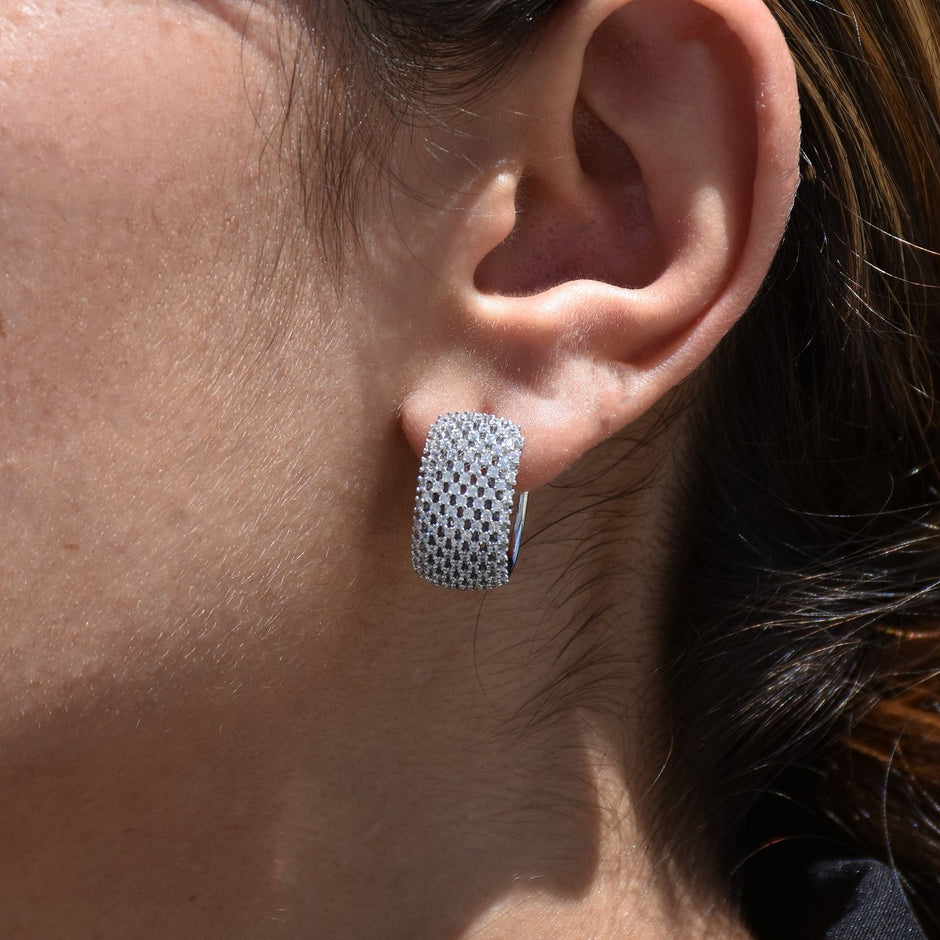 Boucles d'oreilles Luna rectangulaires avec zircons