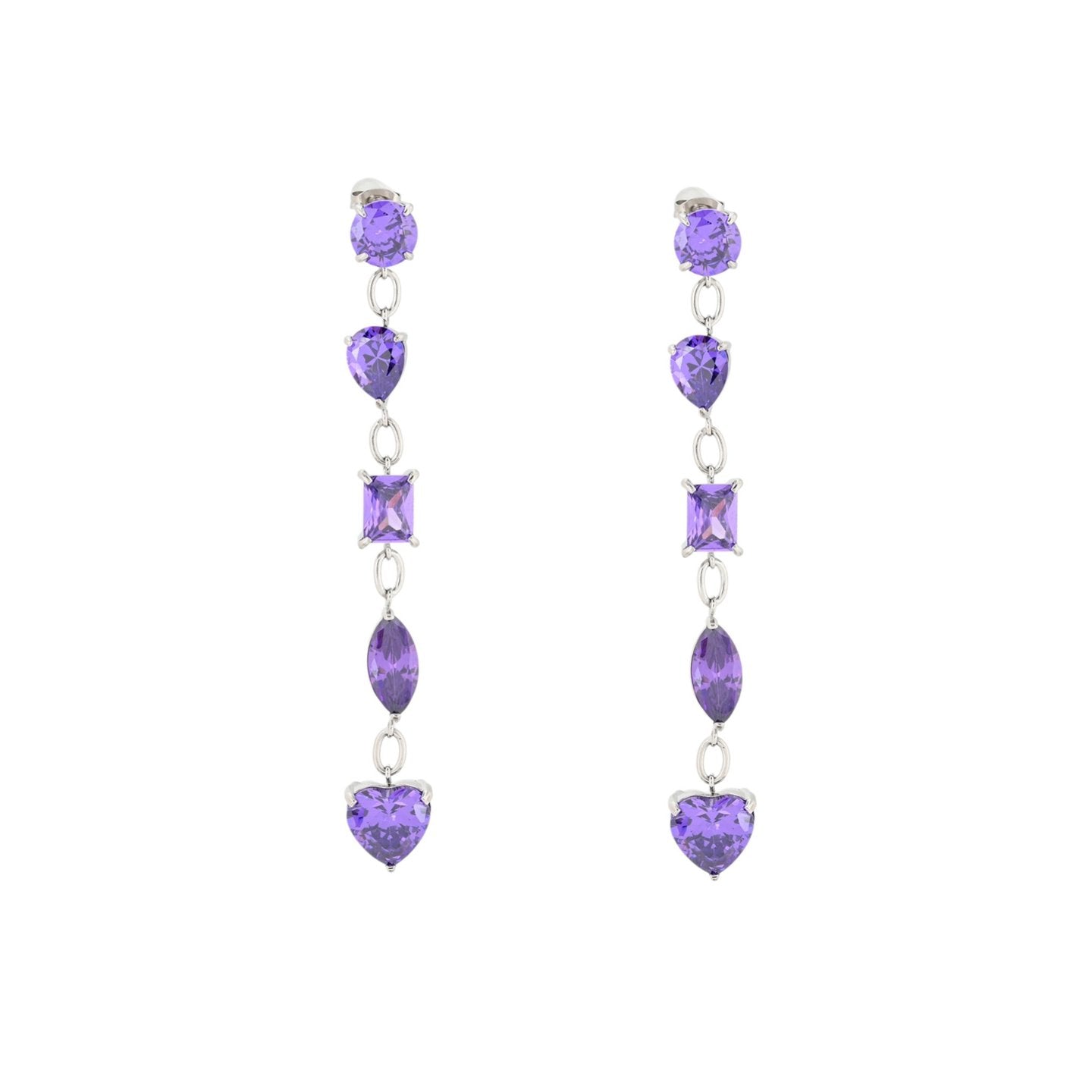 Boucles d'oreilles Alba longues en lilas