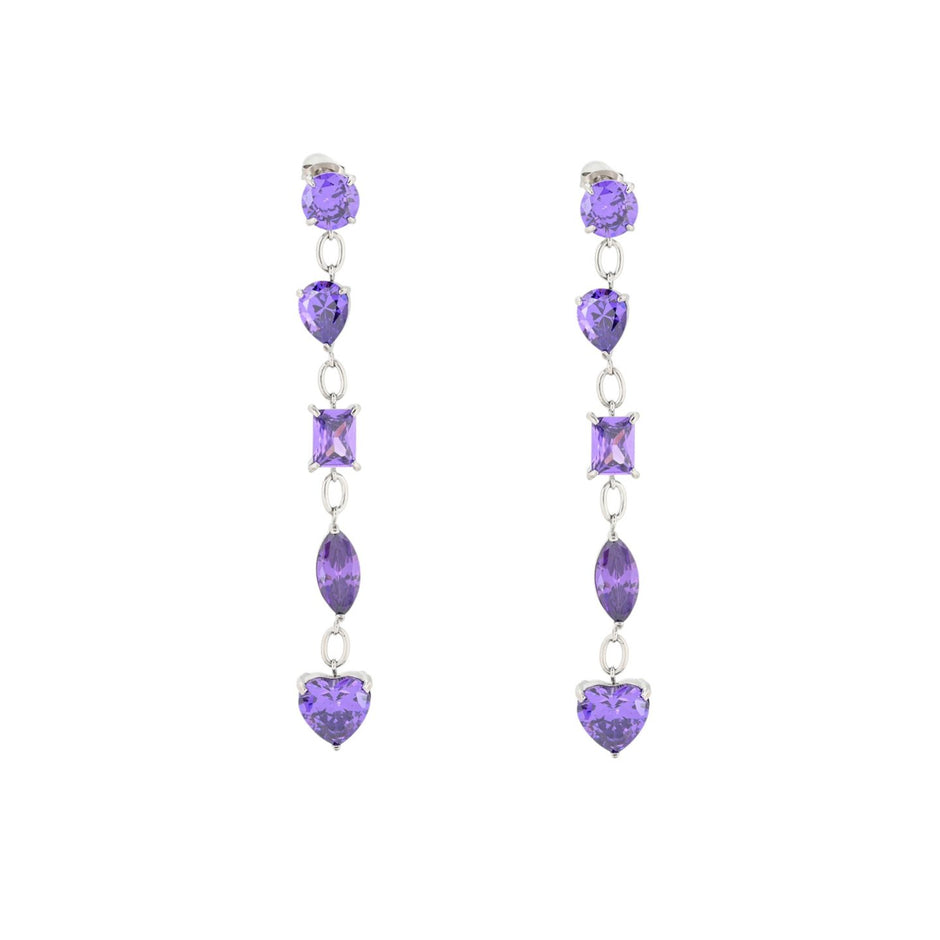Boucles d'oreilles Alba longues en lilas