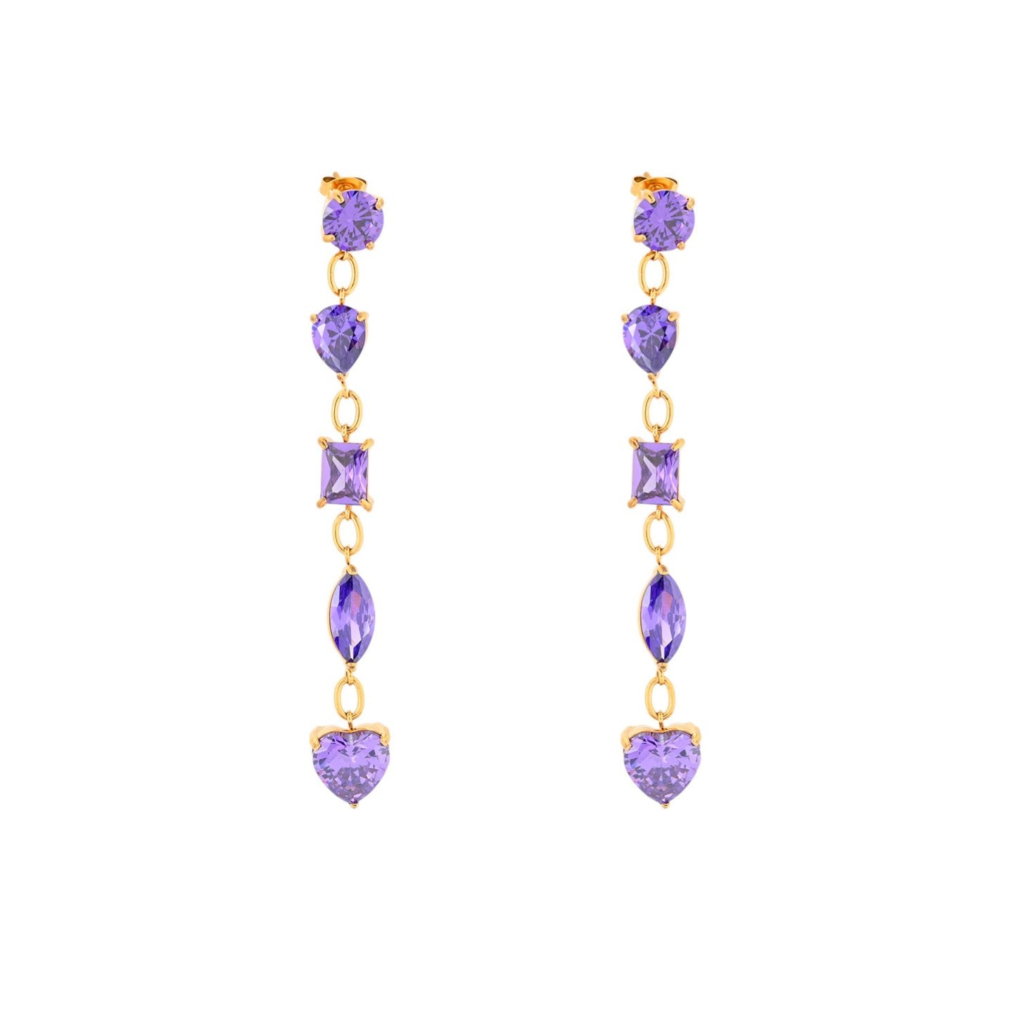 Boucles d'oreilles Alba longues en lilas