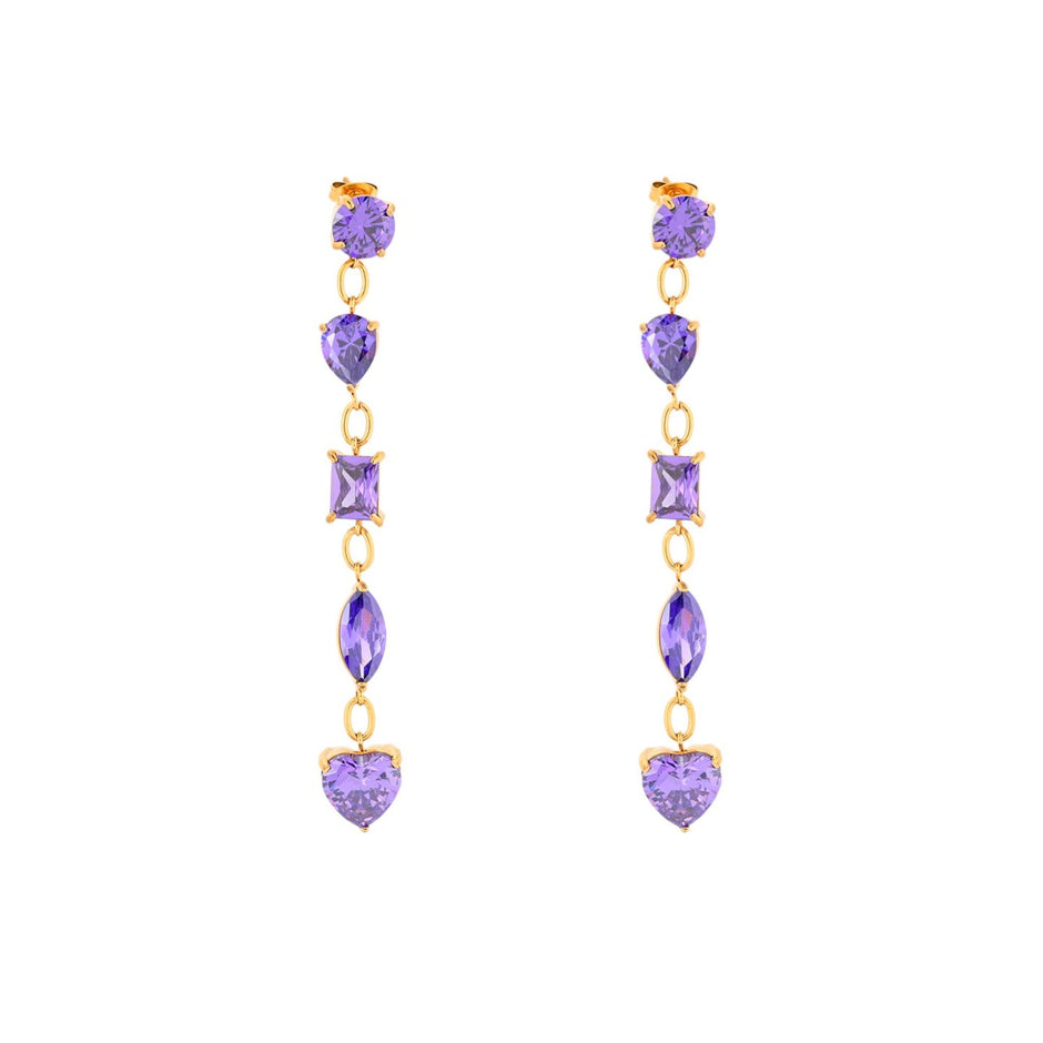 Boucles d'oreilles Alba longues en lilas