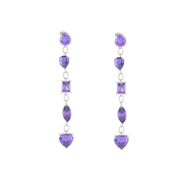 Boucles d'oreilles Alba longues en lilas