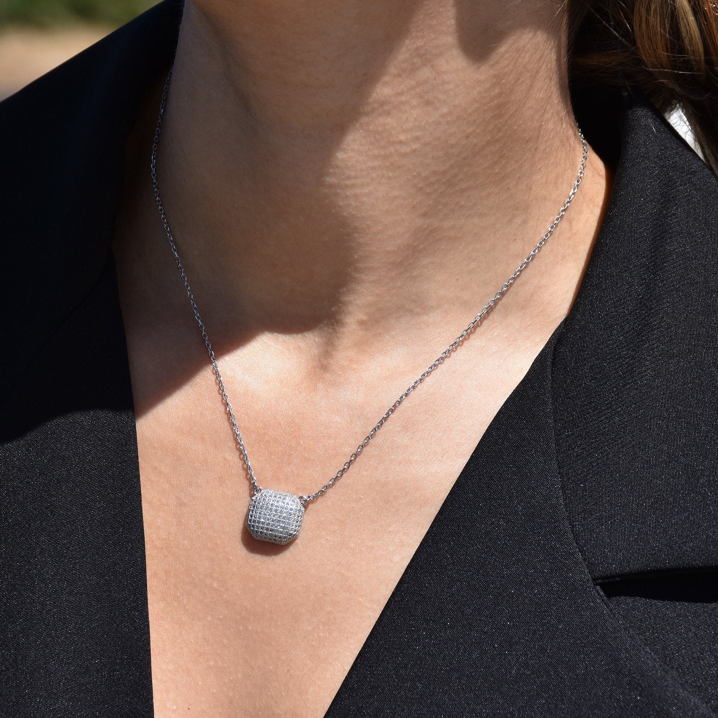 Ensemble Collier et Boucle d'oreille avec zircons