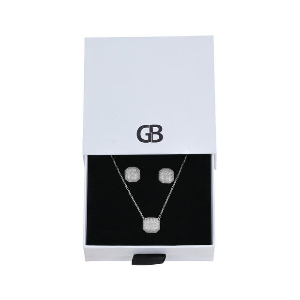 Ensemble Collier et Boucle d'oreille avec zircons