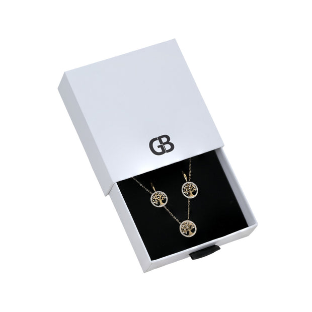 Ensemble Collier, Boucle d'oreille et Bracelet arbre de vie