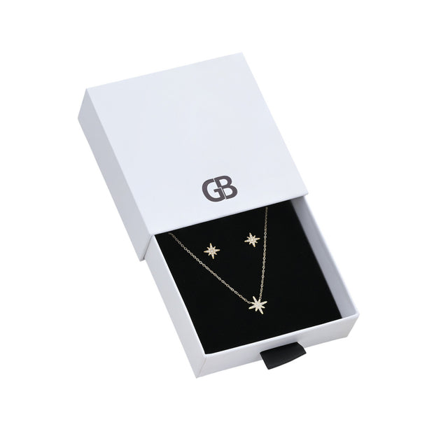 Ensemble Collier, Boucle d'oreille Étoile Guide en Acier