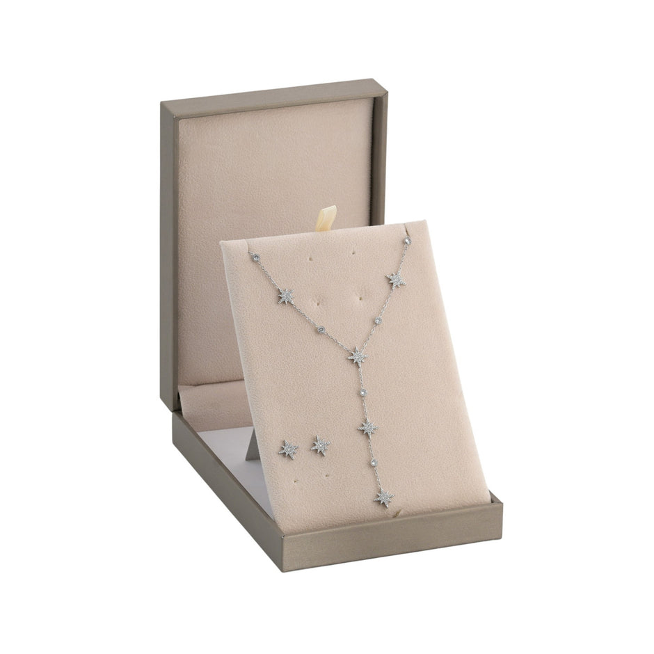 Ensemble Collier, Boucle d'oreille Étoiles et Zircons