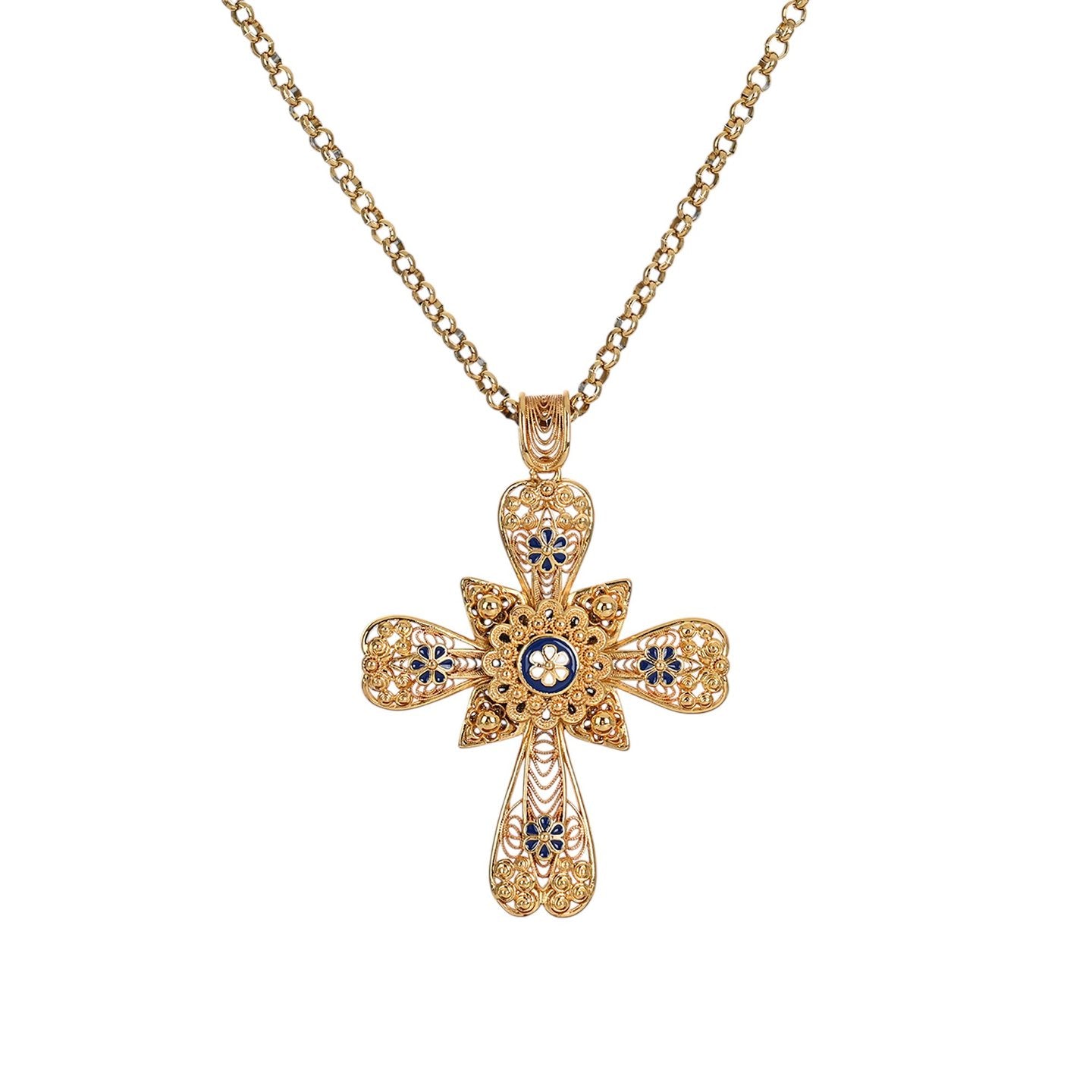 Collier croix bleue