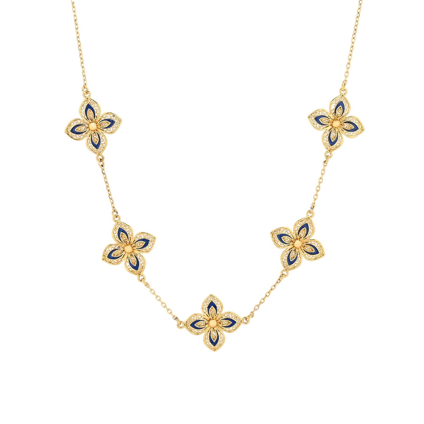 Collier fleur bleue