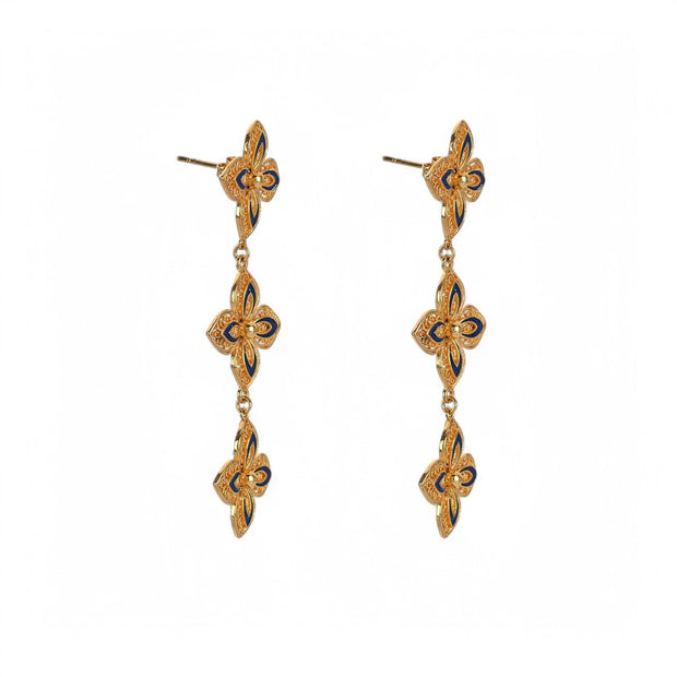 Boucles d’oreilles Aria fleur bleu traditionnelle